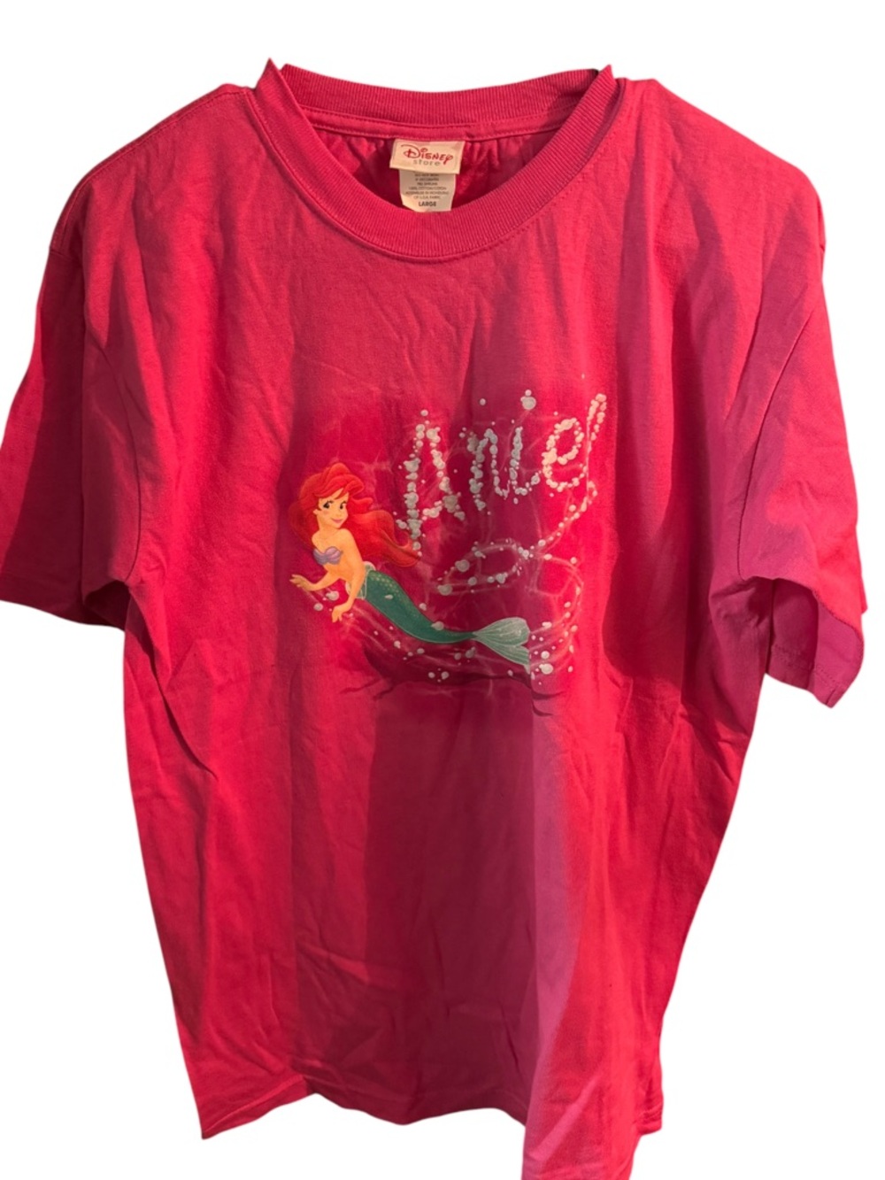 disney store ariel little mermaid pink graphic tee size large